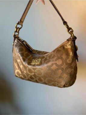 coach gold lurex mini shoulder bag
